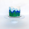 Mountain range cake with pine trees